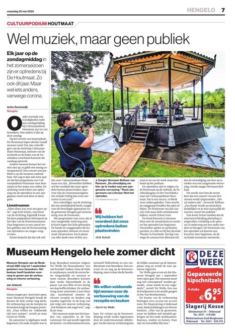 Cultuurpodium Houtmaat: muziek zonder publiek